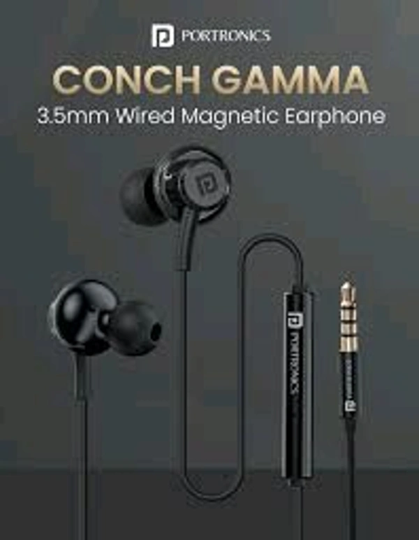 PORTRONICS Conch Gamma 3.5mm In-Built Mic | High Bass | Anti Tangle Wire | Noise Isolation