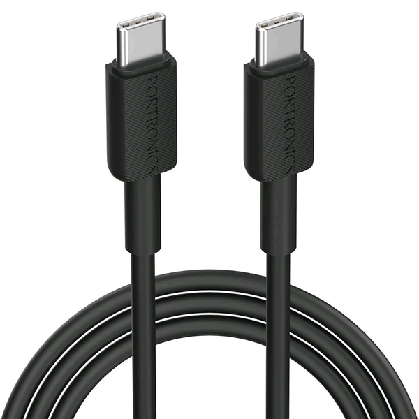 PORTRONICS Konnect Link C Square 60W Type C Fast Charging PD Cable with 480Mbps Data Sync Compatible with Smartphones, iPhone