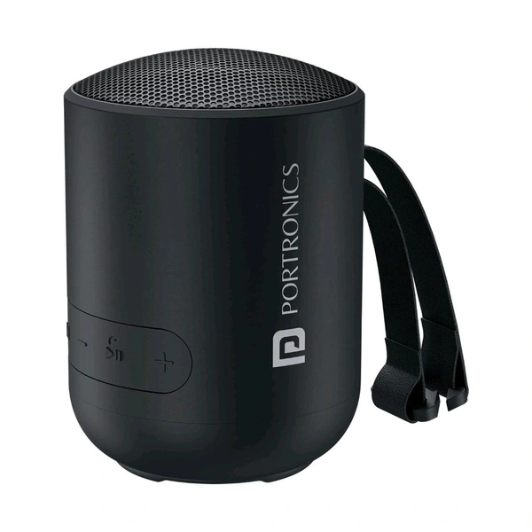 PORTRONICS Soundpot 20W Wireless Bluetooth Portable Speaker with 360° immersive Sound, Upto 6 Hours Playtime, in Built Mic, TWS Mode, Easy Control, Strong Lanyard, Type C Fast Charging(Black) - Black