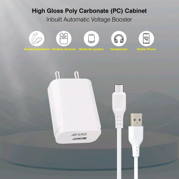 ERD TC-204 CHARGER USB C WHITE 15W - White