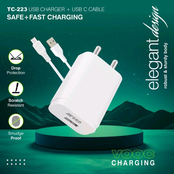 ERD TC-223 CHARGER USB-C VOOC WHT 33W - White