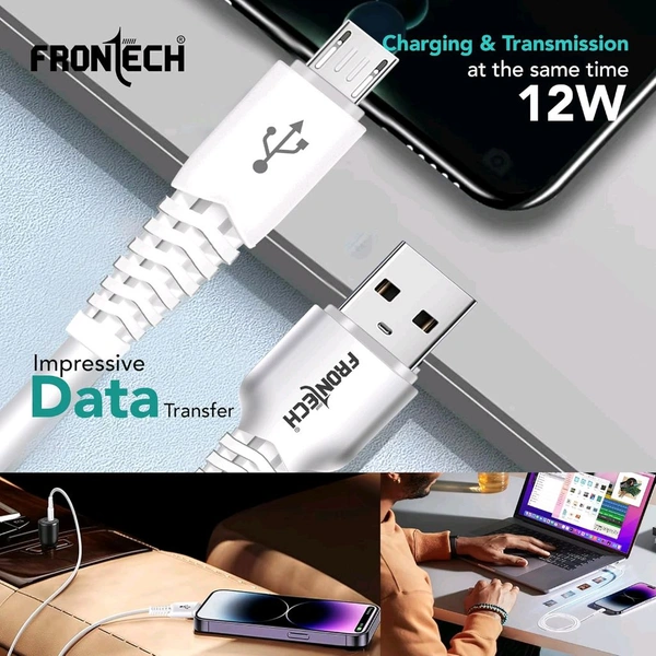 FRONTECH 12W / 2.4A Fast Charging USB to V8 Data - White