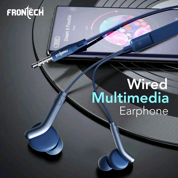 FRONTECH Wired in Ear Earphone with Mic, 3.5 mm Jack Connectivity, 10 mm Drivers and Speaker 6U++ for HD Audio Quality - Blue