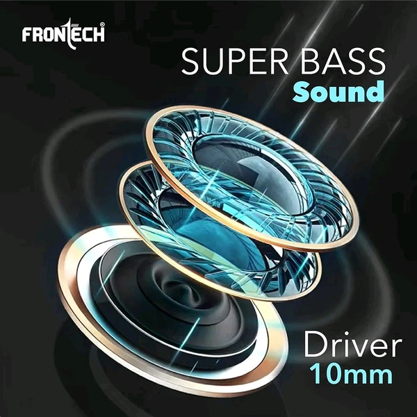 FRONTECH Wired in Ear, Earphones with Mic, Type-C Jack Connectivity, 10 mm Drivers and HD Audio Quality - Black