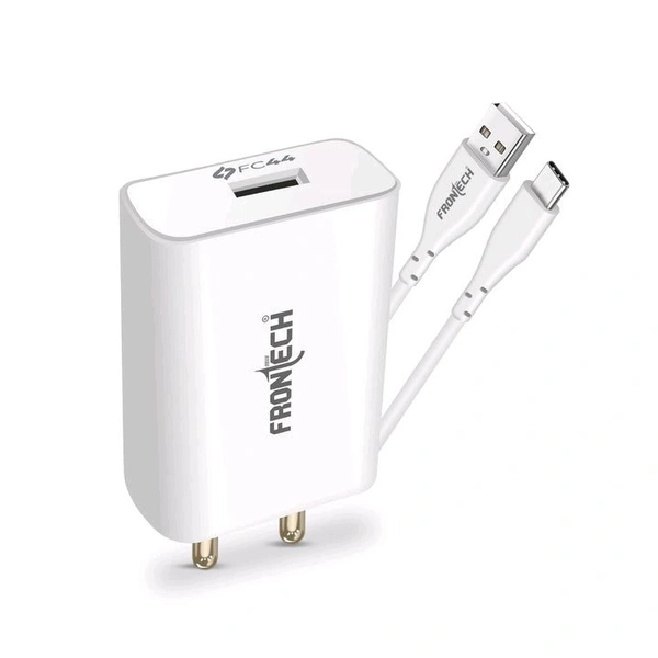 FRONTECH MOBILE 18W QC CHARGER With CABLE USB A TO TYPE C  - White