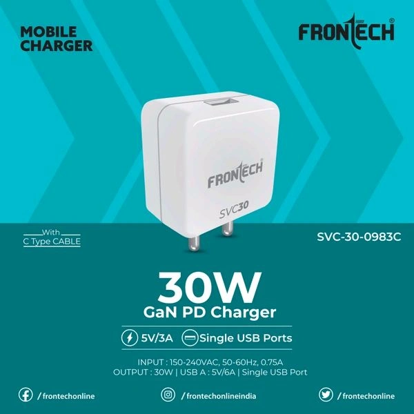 FRONTECH 0983AC- MOBILE CHARGER 30W ALL-IN-ONE W CABLE A TO C