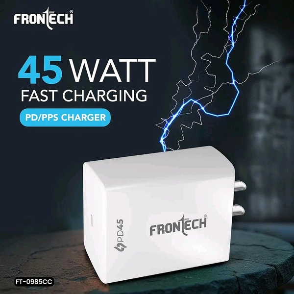 FRONTECH MOBILE CHARGER 45 W PD/PPS WITH C TO C CABLE  - White