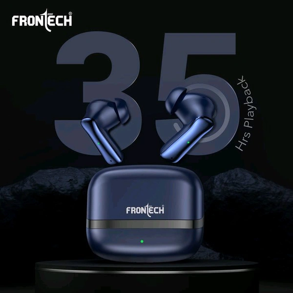 FRONTECH NEOBUD True Wireless Earbuds | Bluetooth 5.3 | 35H Playback | Type-C Fast Charging | Touch Control | Sweat-Proof Design (EF-0075BLU)