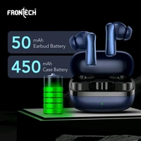 FRONTECH NEOBUD True Wireless Earbuds | Bluetooth 5.3 | 35H Playback | Type-C Fast Charging | Touch Control | Sweat-Proof Design (EF-0075BLU)