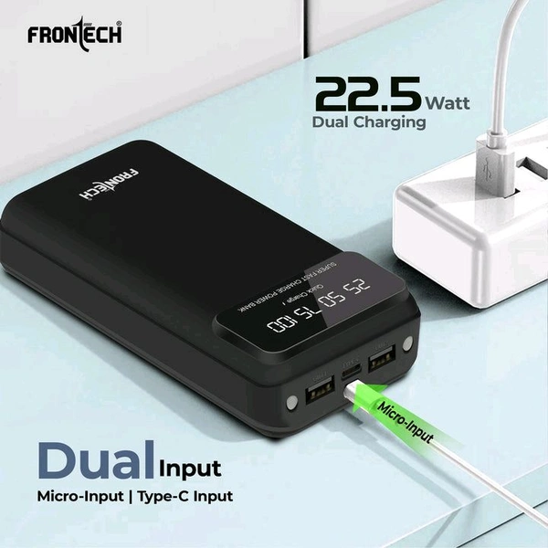 FRONTECH 20000 mAh Li-Polymer Power Bank with LED Indicator, Dual USB (PB-0008)