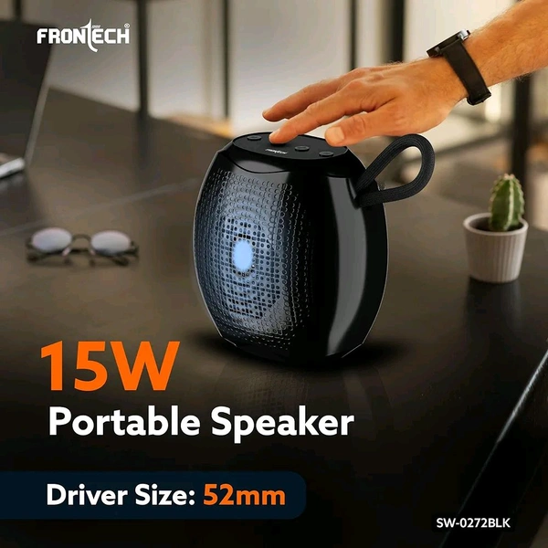 FRONTECH Portable Multimedia Speaker with Bluetooth 5.3, FM, USB, TF Card Support, 15W Output, and 6 Hours Playback (SW-0272BLK)