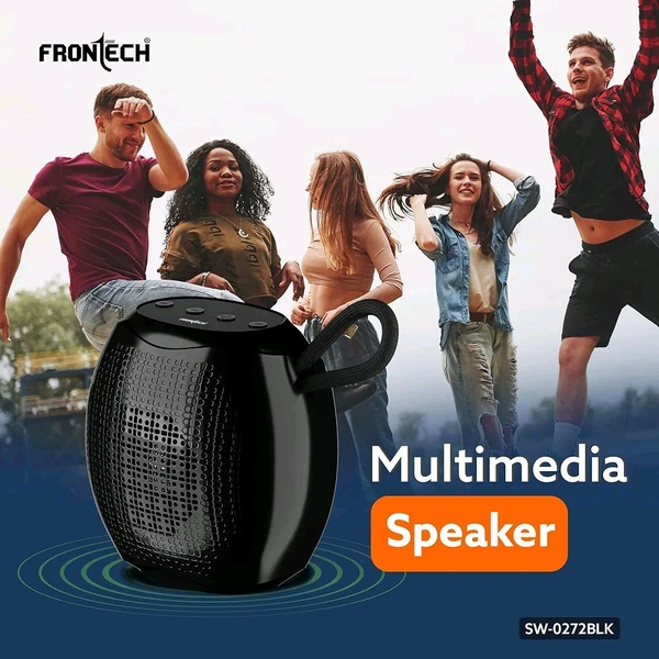 FRONTECH Portable Multimedia Speaker with Bluetooth 5.3, FM, USB, TF Card Support, 15W Output, and 6 Hours Playback (SW-0272BLK)