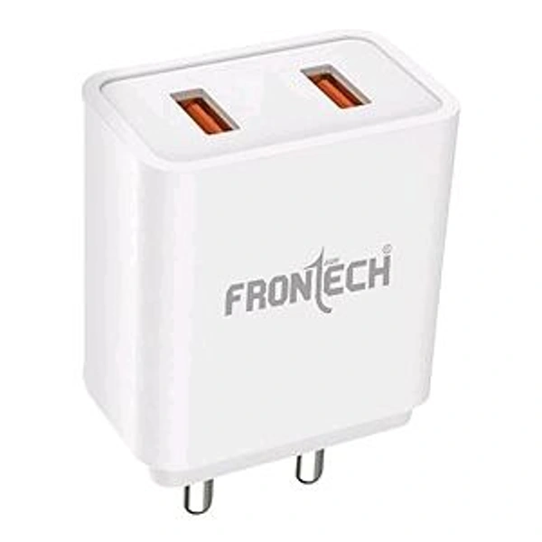 FRONTECH 17W /3.4A Dual USB Port Mobile Charger, Comes with Type-C Data Cable, Supports Ultra Fast Charging, Quick Charge 3.0 - White