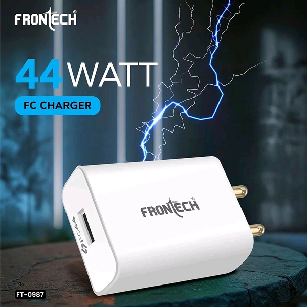 FRONTECH 44W/8.8A Flash Charger, Comes with Flash Charge Data Cable | Ultra Fast Charging | USB A Output | Smart Chip Protection (0987, White) - White