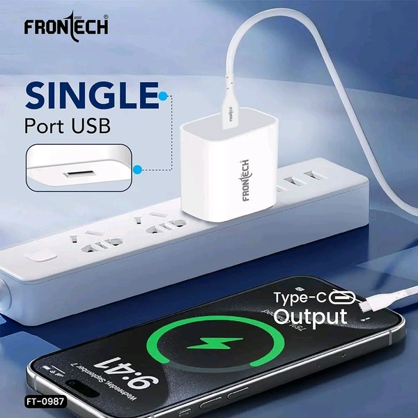 FRONTECH 44W/8.8A Flash Charger, Comes with Flash Charge Data Cable | Ultra Fast Charging | USB A Output | Smart Chip Protection (0987, White) - White