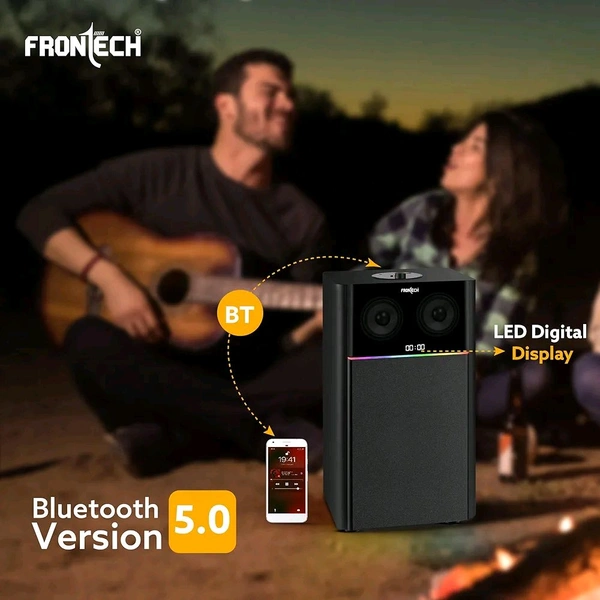 FRONTECH CRUX 1.0 Tower Speaker System - 80W, Bluetooth 5.0, USB|FM, LED Display, 1 Year Warranty, (Black, SW-0161) - Black