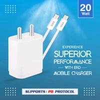 ERD TC-231 CHARGER WITH USB-CTOC IP15 WHT 20W - White