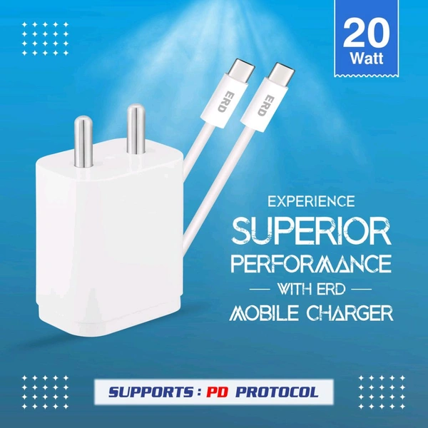 ERD TC-231 CHARGER WITH USB-CTOC IP15 WHT 20W - White