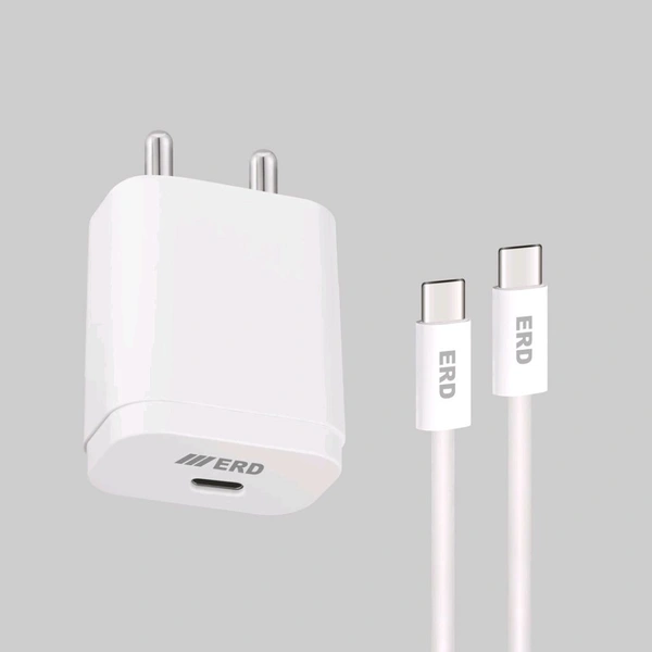 ERD TC-231 CHARGER WITH USB-CTOC IP15 WHT 20W - White