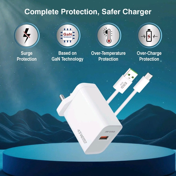 ERD TC-161 CHARGER USB-C WHITE 45W GAN - White