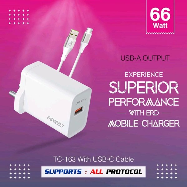 ERD TC-163 GaN CHARGER USB-C WHITE 66W - White