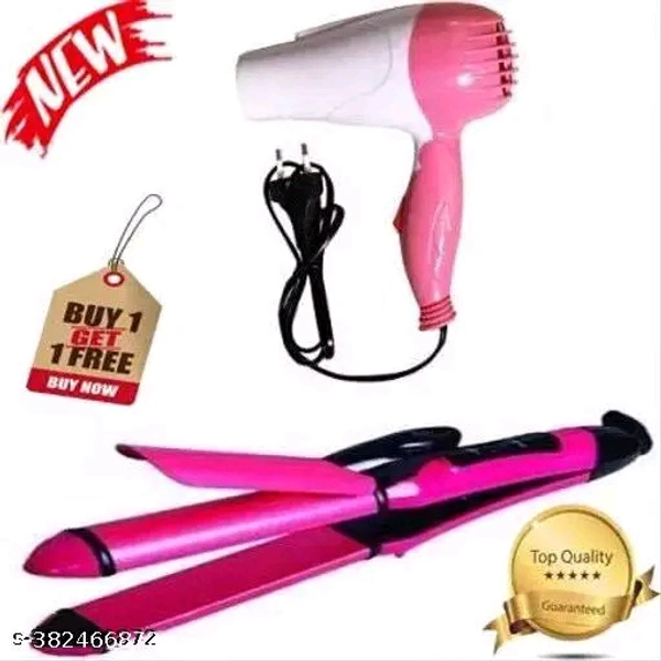 Hair Dryer 1290 and 2 in 1 Hair Straightener Curler Combos Hair Styling ToolsName: Hair Dryer 1290 and 2 in 1 Hair Straightener Curler Combos Hair Styling ToolsProduct Name: Hair Dryer 1290 and 2 in 1 Hair Straightener Curler Combos Hair Styling ToolsMaterial: PlasticNet Quantity (N): 2Color: Multicolor