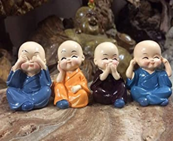 Small Baby Monk Buddha Showpiece Polyresin Car Dash, Living Room, Office Decoration Status (Multicolour) Any 1 Piece  - Any One