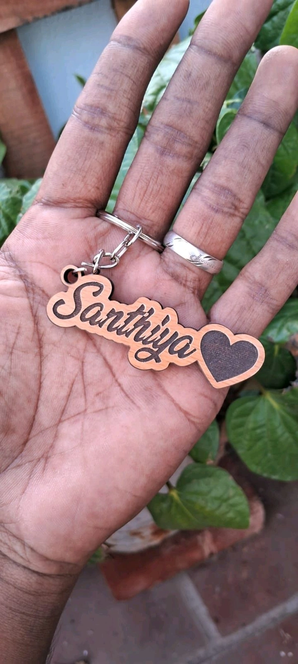 Wooden Name Engraving Keychain 