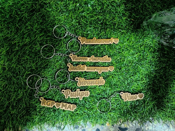 Wooden Name Engraving Keychain 