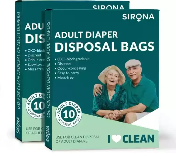 Sirona Premium Adult Diaper Disposal Bags (2 Pack of 10 Bags), 20 bags