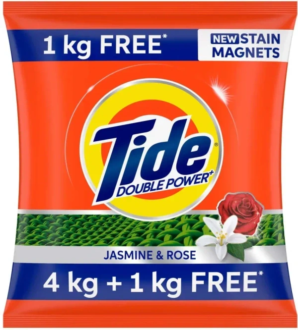 Tide Detergent Powder Double Power Lemon& Mint (Buy 4 kg + Get 1 kg Free), 5 kg