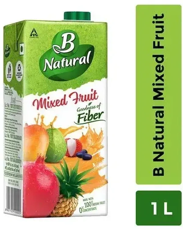 B Natural Juice Mixed Fruit Merry 1 L Carton