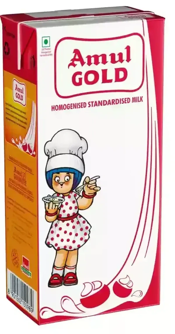 Amul Gold Milk genized Standardized, 1 Litre Carton