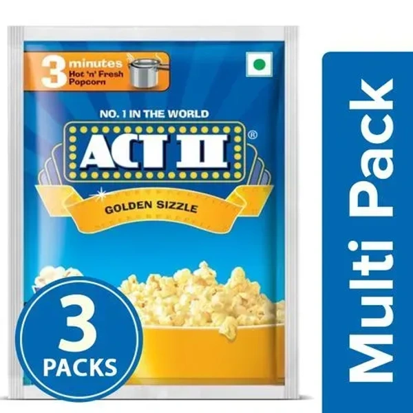 Act II Popcorn Golden Sizzle Pack of 3x60g, 180g