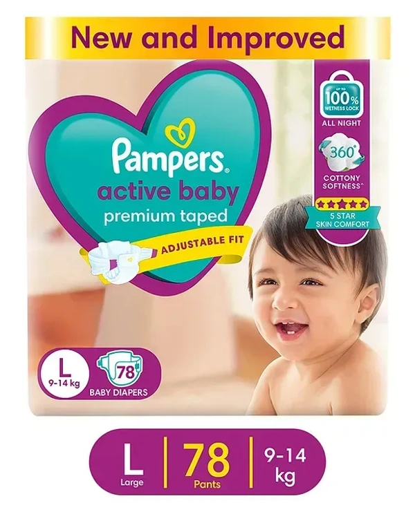 Pampers Active Baby Large Size Diapers (78 Nos)