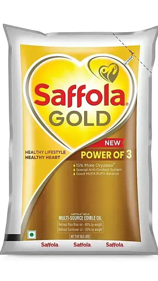 Saffola Gold Refined Cooking oil Blended Rice Bran& Sunflower Oil, 1L