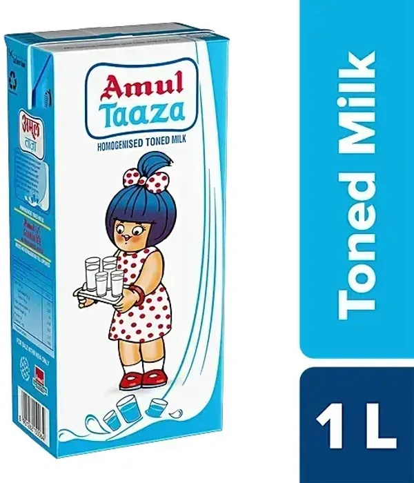 Amul Taaza Homogenised Toned Milk 1 Lt Carton