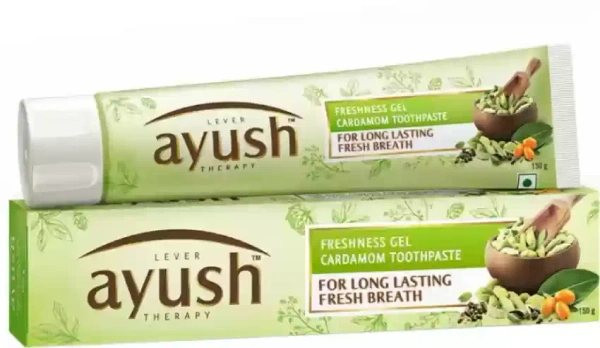 Lever Ayush Freshness Gel Natural Ayurvedic Cardamom Toothpaste, 80g