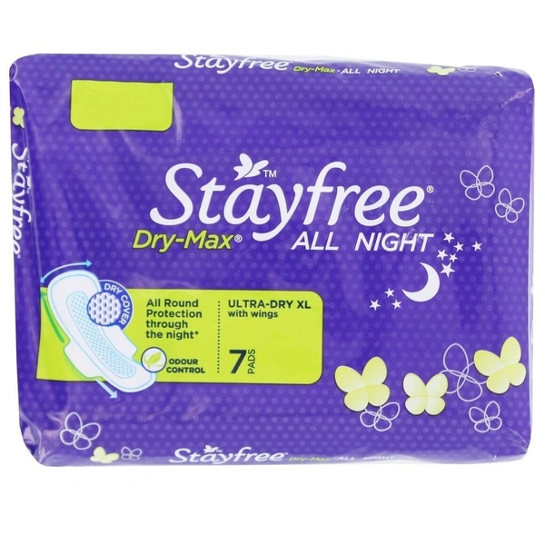 Stayfree Dry Max All Night Ultra With Wings XL, 7 Nos