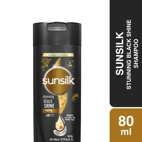 Sunsilk Shampoo Stunning Black Shine Amla Pearl Complex, 80ml