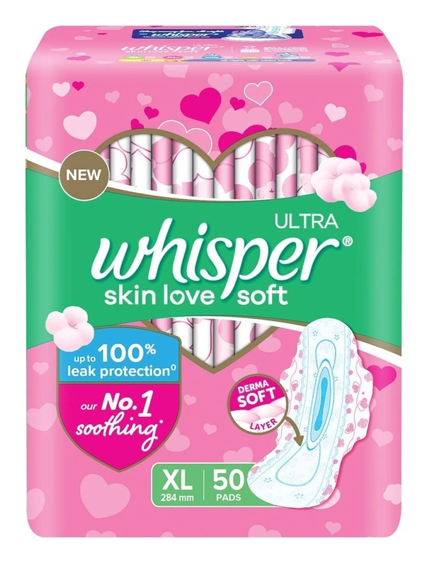 Whisper Ultra Soft Sanitary Pads Extra Large (Offer Pack) (50 Pads)