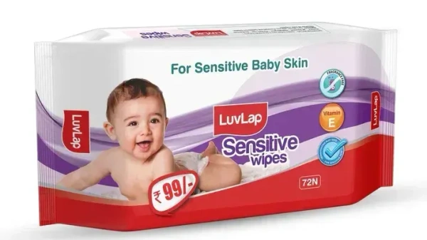LuvLap Paraben Free Baby Wipes for Sensitive Skin, Fragrance Free, 72 Wipes