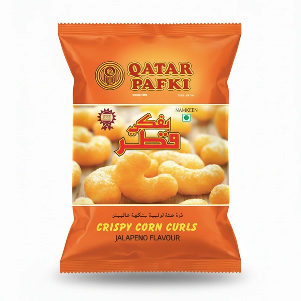 Qatar Pafki Snacks Crispy Corn Curls Jalapeno Flavour, 21g