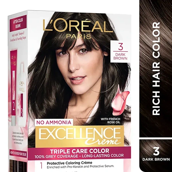 L'Oreal Excellence 3 Darkest Brown Triple Care Hair Colour