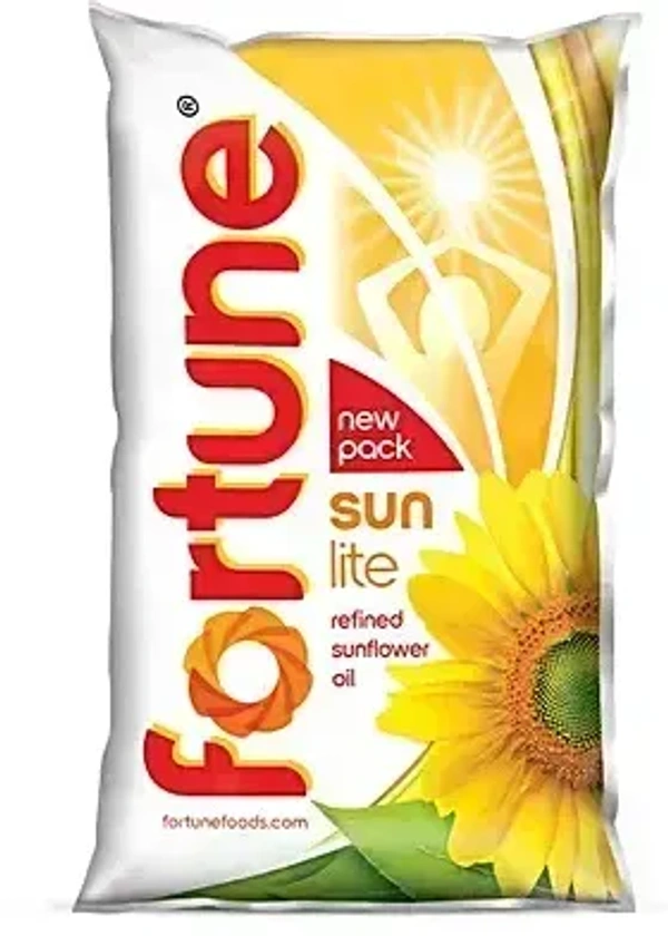Fortune Sunlite Refined Sunflower Oil Pouch, 1L