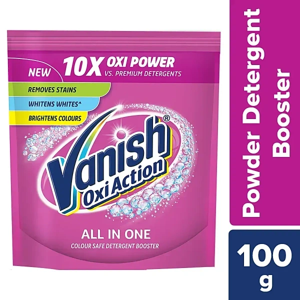 Vanish All In One Colour Safe Detergent Booster Powder Pouch, 100g