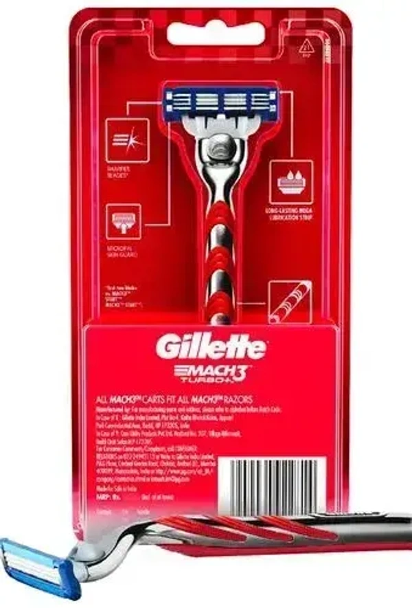 Gillette Mach 3 Special Edition Turbo Plus Shaving Razor With Advanced Anti - Friction Coating, 1 pcs