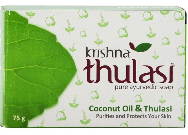 Krishna Thulasi Pure Ayurvedic Soap (Coconut Oil& Thulsi), 75g