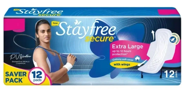 Stayfree Secure Xl Dry Cover 12 Pads, 12 pads