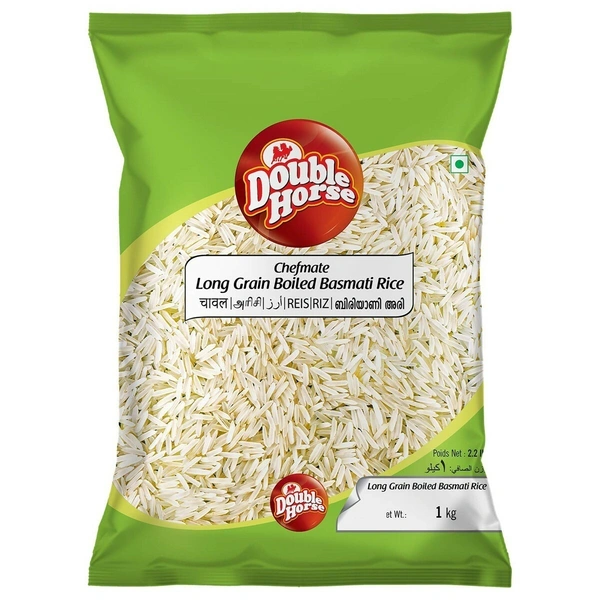Double Horse Chefmate Long Grain Boiled Basmati Rice Pouch, 1 kg